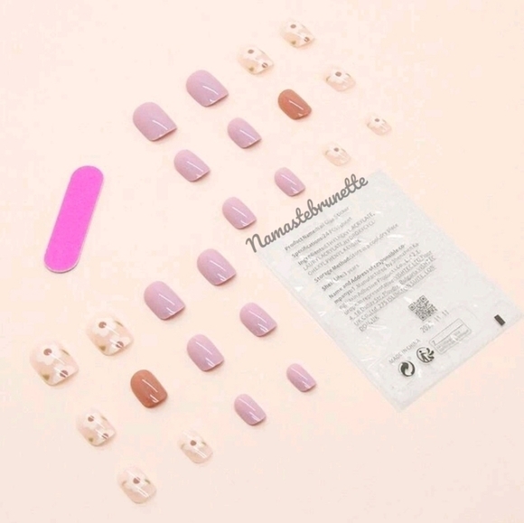 2/$16 Pink Floral Short Press On Nails - Picture 3 of 16